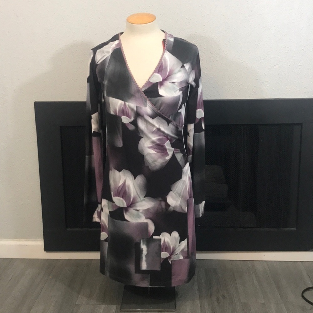 YEST NWT Purple Geometric‎ Print L/S Dress size 6